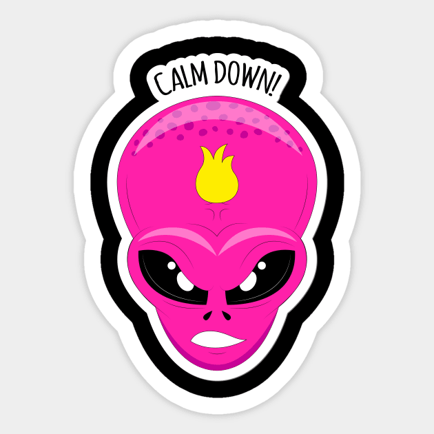 Alien face-Calm down! Sticker by Frispa